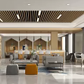 Modern Leisure Area Office Leisure Area Office Desk and Chair Combination Curtain Bookcase Bar Chair Sofa Coffee Table 3d model