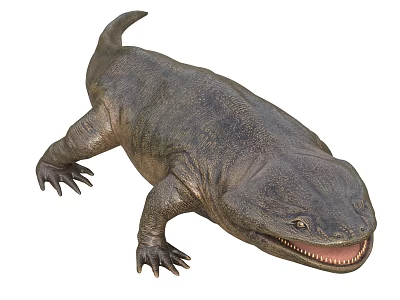 Large Reptile Featuring Rough Skin Open Mouth Exposed Teeth Strong Limbs And Long Tail 3d model