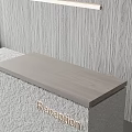 Modern Reception Desk Interior With Textured Surface Striped Wall And Long Pendant Light 3d model
