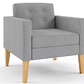 Gray Single Sofa With Armrest And Button Tufted Backrest On Wooden Legs 3d model
