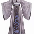 Elegant Chinese Traditional Robe in Purple and Gray with Blue Dragon Pattern and Wide Sleeves