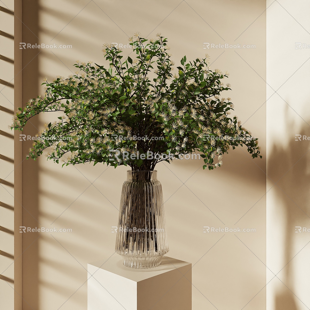 green plant flower arrangement 3d model