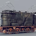Vintage Electric Train Featuring Rusty Exterior And Pantographs 3d model