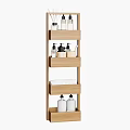 Bathroom Wooden Storage Shelf with Multi Tiered Design Holding Toiletries Bottles Cups and Towel