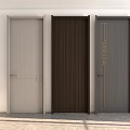 Modern Interior Hinged Doors With Different Wood Grain And Gray Line Patterns 3d model