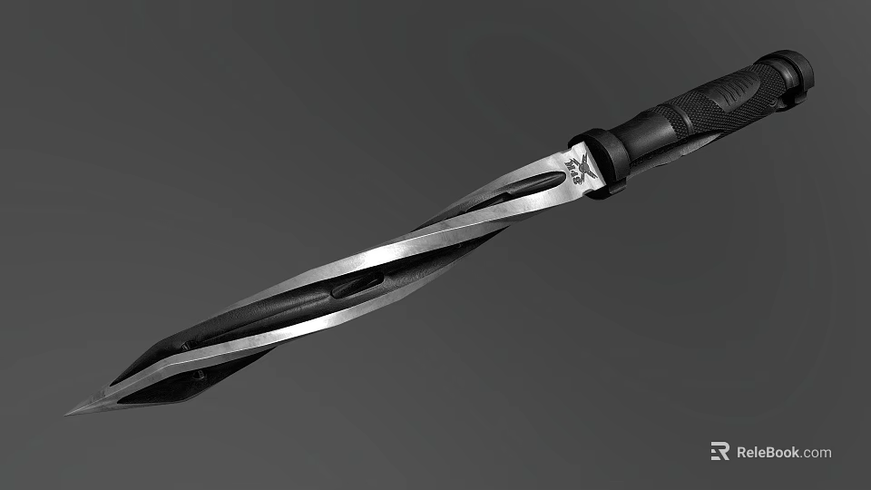 High Quality Twisted Blade Knife With Black Handle And Stainless Steel Body 3d model 