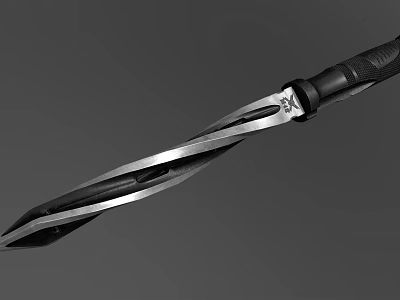 High Quality Twisted Blade Knife With Black Handle And Stainless Steel Body 3d model