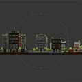 Cartoon Miniature City Scene With Colorful Buildings Streets And Green Trees