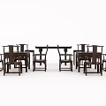 Traditional Wooden Dining Table Set With Classic Chairs And Elegant Design Elements 3d model