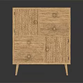 Wooden Console Side Cabinet With Drawers Carved Patterns And Slim Support Legs