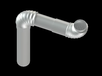 Silver Metal Bend Pipe With Corrugated Surface And Elbow Design Structure 3d model