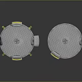 Two Transparent Respirator Masks With Mesh Structure And Yellow Blue Components