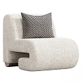 Light Beige Single Sofa With Black Geometric Cushion And Unique Textured Design 3d model