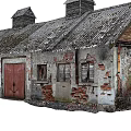 Dilapidated Industrial Factory Building With Weathered Walls Red Doors And Broken Windows