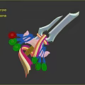 Decorative Sword With Gold Medals And Colored Ribbons On Dark Background