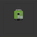 Green Train with Multiple Carriages White Roof Open Doors and Windows