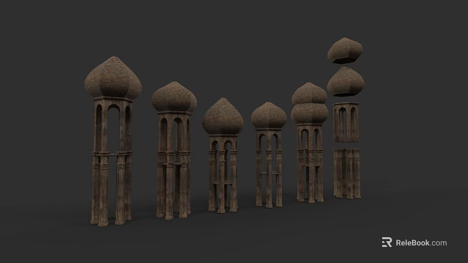 Ancient Architectural Structures With Traditional Domes And Columns Design 3d model