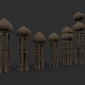 Ancient Architectural Structures With Traditional Domes And Columns Design 3d model