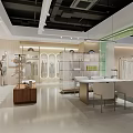 Modern Clothing Store Interior With Arched Display Racks Mannequins And Hanging Clothes