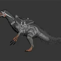 Gray Prehistoric Bird Like Creature With Saddle Sharp Claws Beak As Fantasy Mount 3D Render 3d model