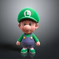3D Cartoon Character Figure With Green L Hat Purple Overalls And Green Shoes