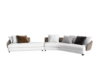 Modern Sectional Sofa with Brown White Grey Black Cushions for Comfortable Living Room Decor 3d model