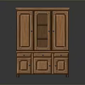 Traditional Wooden Cabinet With Upper Glass Door And Lower Drawers And Cabinets Design