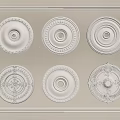 Decorative White Ceiling Medallions With Various Intricate Patterns For Home Decor 3d model