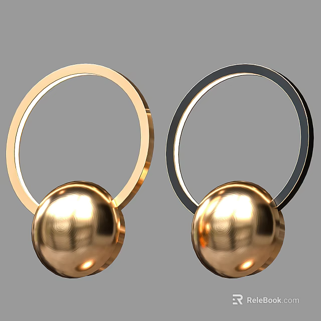 Modern Wall Lamps With Golden Sphere And Black And Golden Rings Design 3d model 