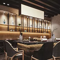 Modern Restaurant Interior With Open Layout Wooden Decor Pendant Lights And Dining Tables