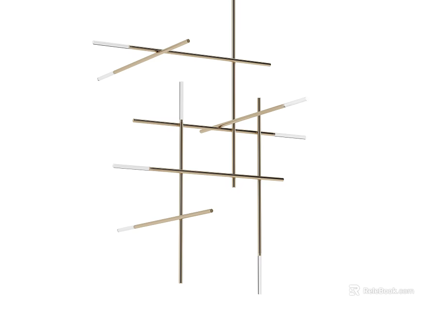 Modern Luxury Chandelier with Crossed Metal Bars and Minimalist Design 3d model 