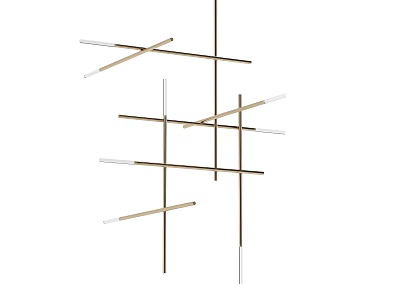 Modern Luxury Chandelier with Crossed Metal Bars and Minimalist Design 3d model