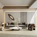 Modern Living Room Interior With Sofa Coffee Table Decorative Mirror And Floor to Ceiling Window