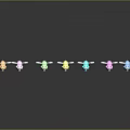 Colorful Winged Creatures in Yellow Pink Orange Green Blue Arranged on Black Background with Reflections