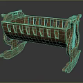 Classic Wooden Rocking Baby Crib With Sturdy Frame And Decorative Rails