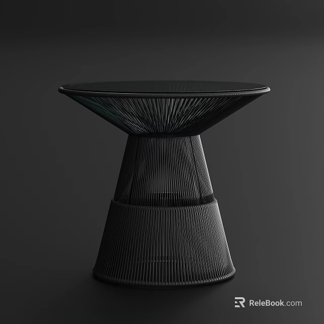 Sleek Modern Side Table With Round Glass Top And Black Metal Frame Design 3d model 