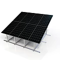 Black Solar Panel Array With Metal Mounting Structure On White Background 3d model