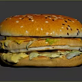 Delicious Juicy Hamburger With Egg Patty Fresh Lettuce And Sesame Seed Bun