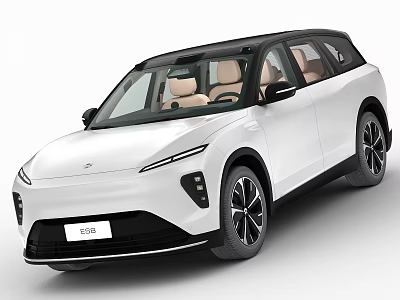 White Modern SUV With Sleek Exterior LED Headlights And Light Brown Seats 3d model