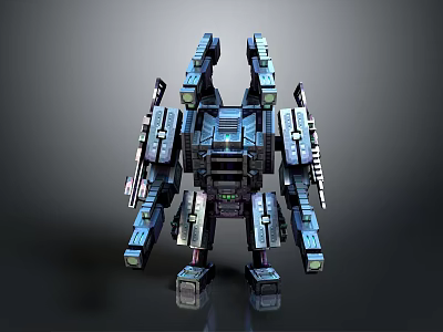 Futuristic Mechanical Robot With Multiple Limbs And Blue Metallic Structure 3d model