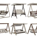 Outdoor Swing Chairs With Various Designs Wooden Frames And Cushioned Seats