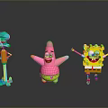 SpongeBob SquarePants Patrick Star And Squidward Tentacles Cartoon Character Figurines Standing Together
