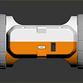 Orange Compact Computer Device With White Wheels Grille Design And Reflective Base 3d model