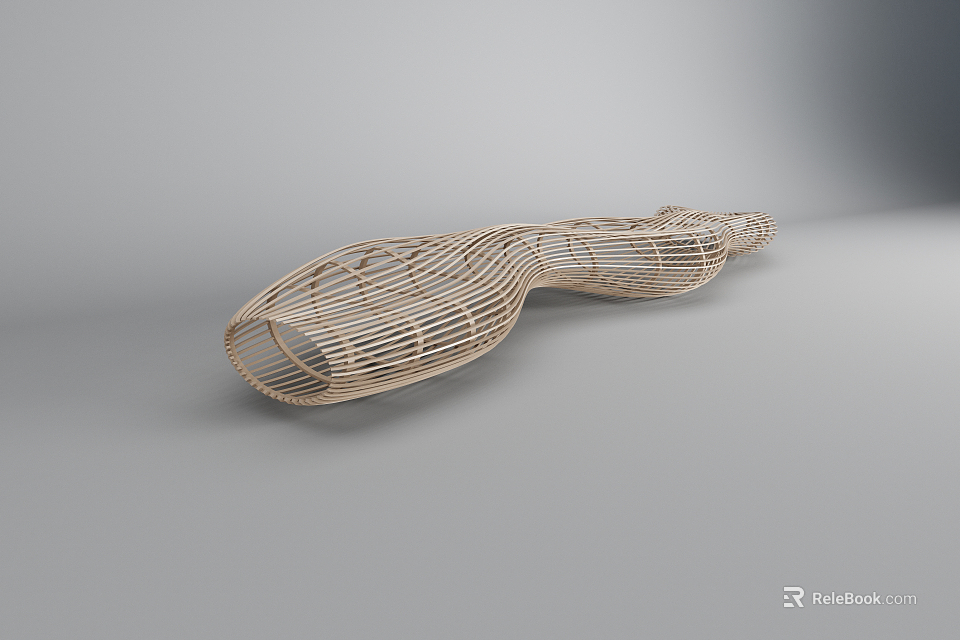 Modern Woven Outdoor Chair With Curved Ergonomic Design And Natural Material For Garden Patio 3d model 