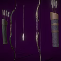 Bow and arrow and quiver 3d model