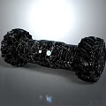 Kids Black Textured Toy Dumbbell With Tire Shaped Ends And White Dots