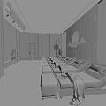 SPA Sauna Interior with Comfortable Loungers Wooden Paneling Soft Lighting and Decorative Art