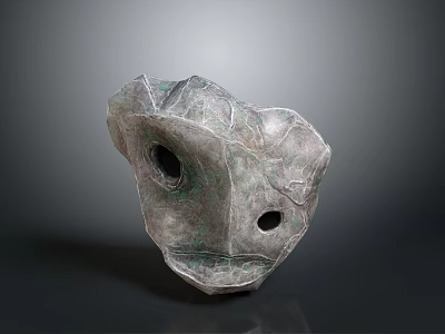 Natural Textured Wood And Stone Decorative Sculpture With Irregular Shape And Holes 3d model
