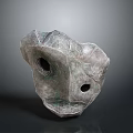 Natural Textured Wood And Stone Decorative Sculpture With Irregular Shape And Holes