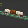 White And Red Rail Tank Car With Cylindrical Body On Green Grass Rail Tracks